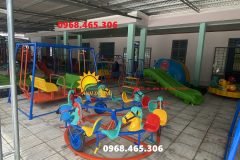 Đu quay đạp chân trẻ em, đu quay ngựa 12 chỗ ngồi cho trẻ mầm non