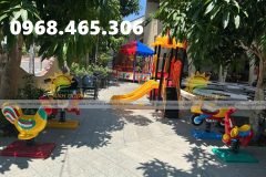 Nhà banh sắt trẻ em lục giác có mái che ngoài trời, thú nhún trẻ em