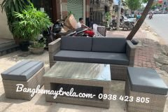 Bàn ghế sofa vuông mây nhựa