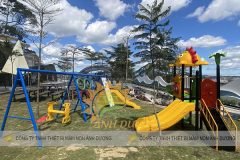Cầu trượt trẻ em ngoài trời, xích đu trẻ em, thú nhún lò xo khu vui chơi trẻ em