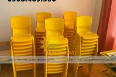 Bàn nhựa mầm non gập chân, ghế nhựa đúc mầm non