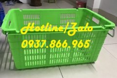 Sóng nhựa đựng trái cây có quai, sọt dùng trong cont lạnh, sọt quai sắt