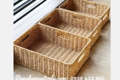 Khay để đồ chữ nhật nhựa giả mây