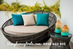 Giường tròn hồ bơi mây nhựa