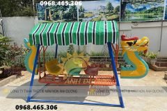 Xích đu thuyền rồng có mái che mầm non