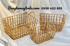 Khay đựng đồ chữ nhật mây tre