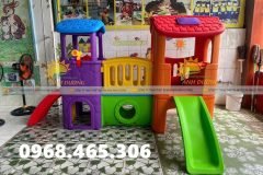 Bộ cầu trượt khối nhà trẻ em, nhà leo cầu trượt trẻ em