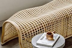 Ghế băng mây uốn caro