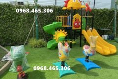 Cầu trượt xích đu khu vui chơi trẻ em, thú nhún lò xo trẻ em