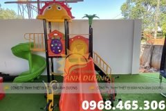 Cầu trượt trẻ em có mái che, bộ cầu trượt liên hoàn trẻ em, cầu trượt xích đu li