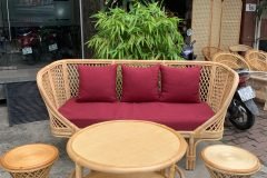 Bàn ghế sofa mây caro nhỏ gọn