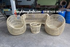 Bàn ghế sofa trứng mây tre đan