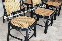 Ghế bàn ăn mây tự nhiên sơn đen