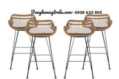 Ghế quầy bar chân sắt nhựa giả mây