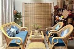 Bàn ghế sofa mây lưng đan trám