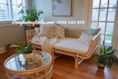 Ghế sofa dài mây tự nhiên lưng đan caro