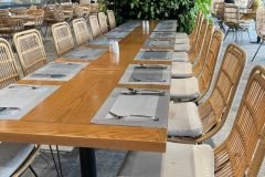 Ghế mây tre đan chân sắt cafe