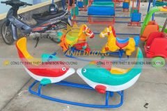 Bập bênh ghế gấu trẻ em, bập bênh sắt mầm non ngoài trời