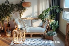 Ghế băng sofa mây tre đan