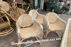 Ghế mây vuông kết hợp lưới mắt cáo