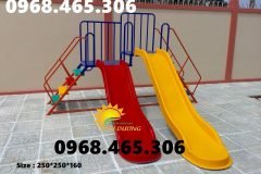 Cầu trượt sắt trẻ em máng nhựa composite, cầu trượt 2 máng trượt chất lượng cao
