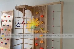 Thang leo gỗ mầm non, thang leo xà đu vận động trẻ em