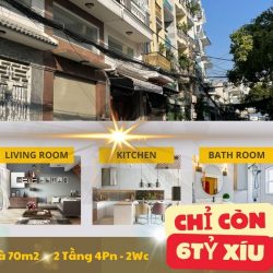 Nhà giảm còn 6tỷ xíu,70m2 4Pn gần khu Bàu Cát,Đồng Đen và đường Âu Cơ