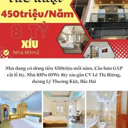 Nhà có HĐ thuê 450triệu mỗi năm.GẤP cắt lỗ 1tỷ.Nhà 10Pn 10Wc 8tỷ xíu gần CV Lê Thị Riêng