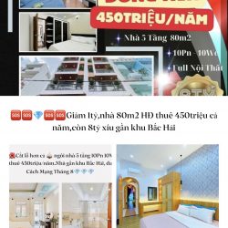 Giảm 1tỷ,nhà 80m2 HĐ thuê 450triệu cả năm,còn 8tỷ xíu gần khu Bắc Hải