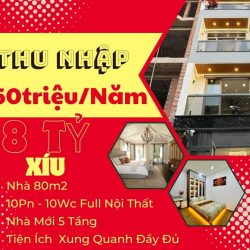 HĐ thuê 450triệu mỗi năm,nhà 10Pn 10Wc chỉ còn 8tỷ xíu,gần đường CMT8 Quận Tân Bình