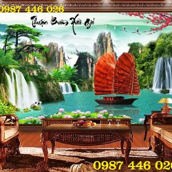 Tranh thuyền buồm- gạch tranh 3d