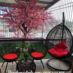 Bàn ghế mây nhựa trang trí ngoại thất