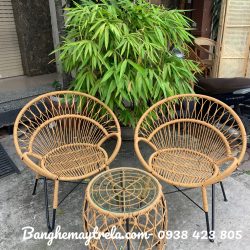 Bàn ghế cafe mây nhựa ban công