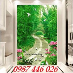 Gạch tranh rừng tre đẹp 3d phòng khách