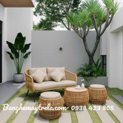 Bàn ghế sofa mây nhựa ngoài trời