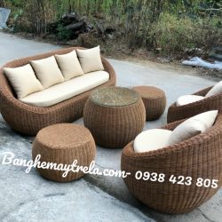 Bộ bàn ghế sofa sò mây nhựa