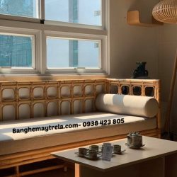 Sofa mây ô vuông kiểu đơn giản