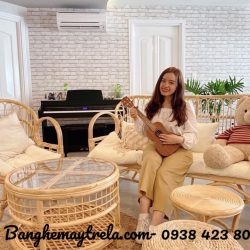 Bàn ghế sofa mây tự nhiên tay cuộn
