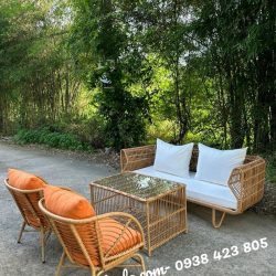 Sofa nhựa giả mây ngoài trời