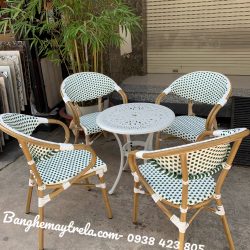 Ghế cafe nhựa giả mây khung nhôm