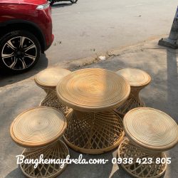 Bàn ghế đôn mây tự nhiên