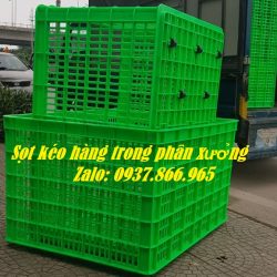 Sóng nhựa hở  có bánh xe, sọt  26 bánh xe, giá sọt nhựa dài hơn 1m, s
