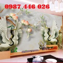Gạch tranh chim hạc ngọc 3d