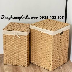Giỏ vuông đựng đồ nhựa giả mây