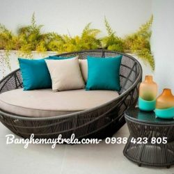 Giường tròn hồ bơi mây nhựa