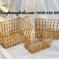 Khay đựng đồ chữ nhật mây tre