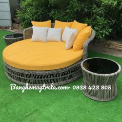 Ghế tròn tắm nắng nhựa giả mây