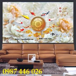Tranh gạch men cửu ngư đồ quần hội HP712