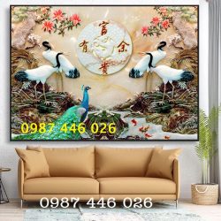 Tranh chim hạc- gạch tranh 3d tường
