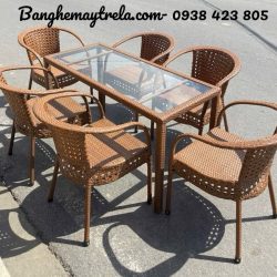 Bộ bàn ghế cafe mây nhựa giá rẻ